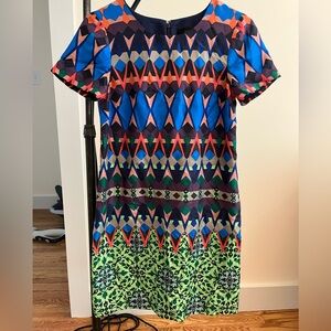 JCrew dress. Geometric pattern. Jewel colors. Size 00.